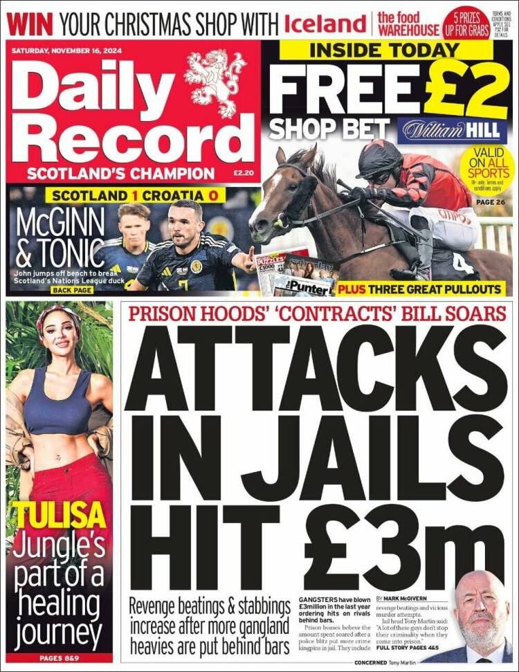 Portada de Daily Record (Reino Unido)