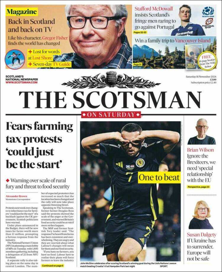 Portada de The Scotsman (Reino Unido)