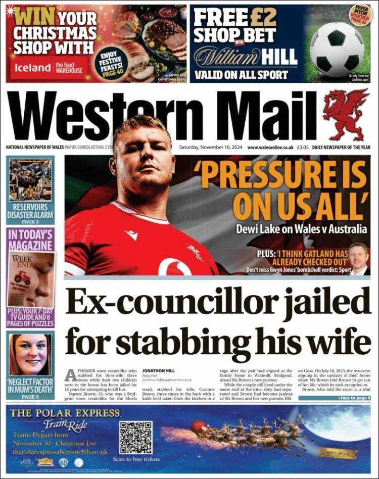 Portada de Western Mail (Reino Unido)