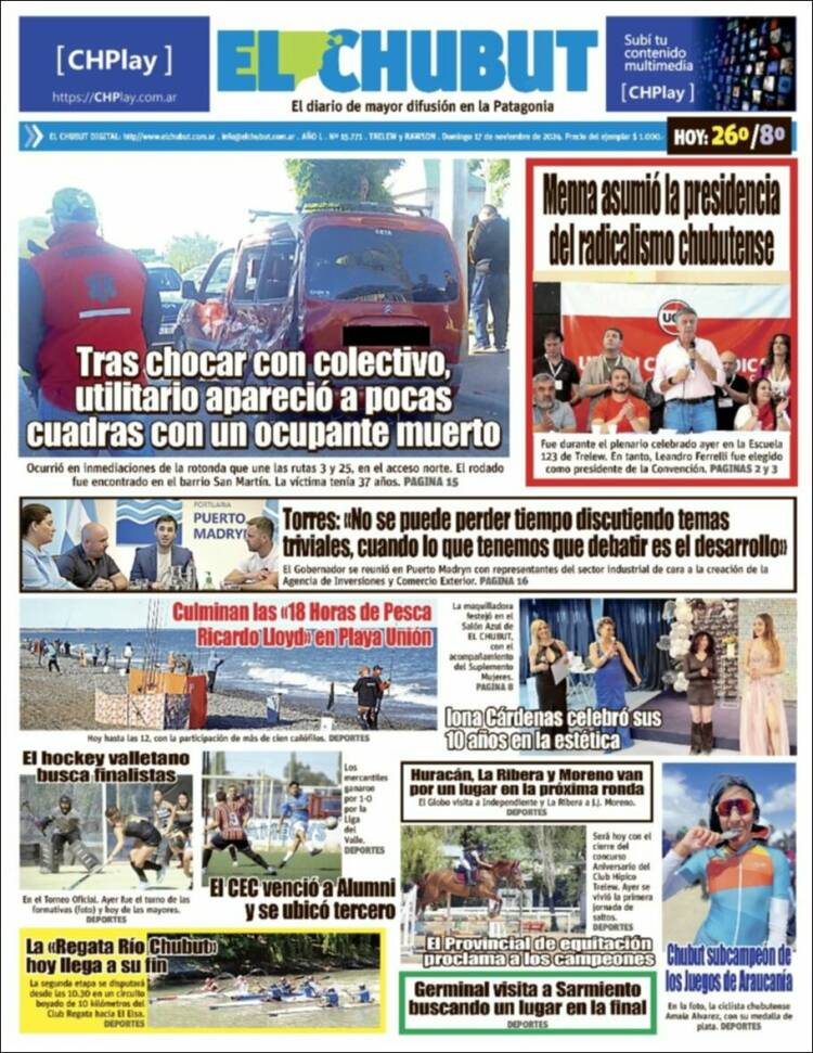 Portada de El Chubut (Argentina)