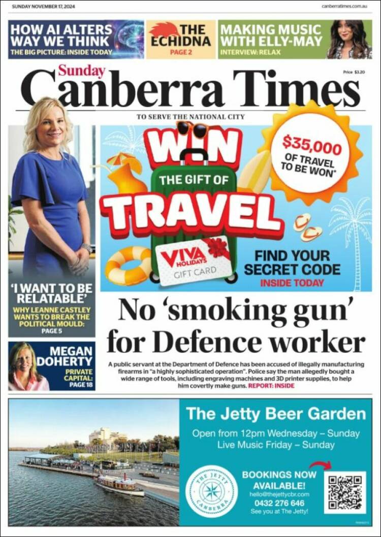 Portada de The Canberra Times (Australia)