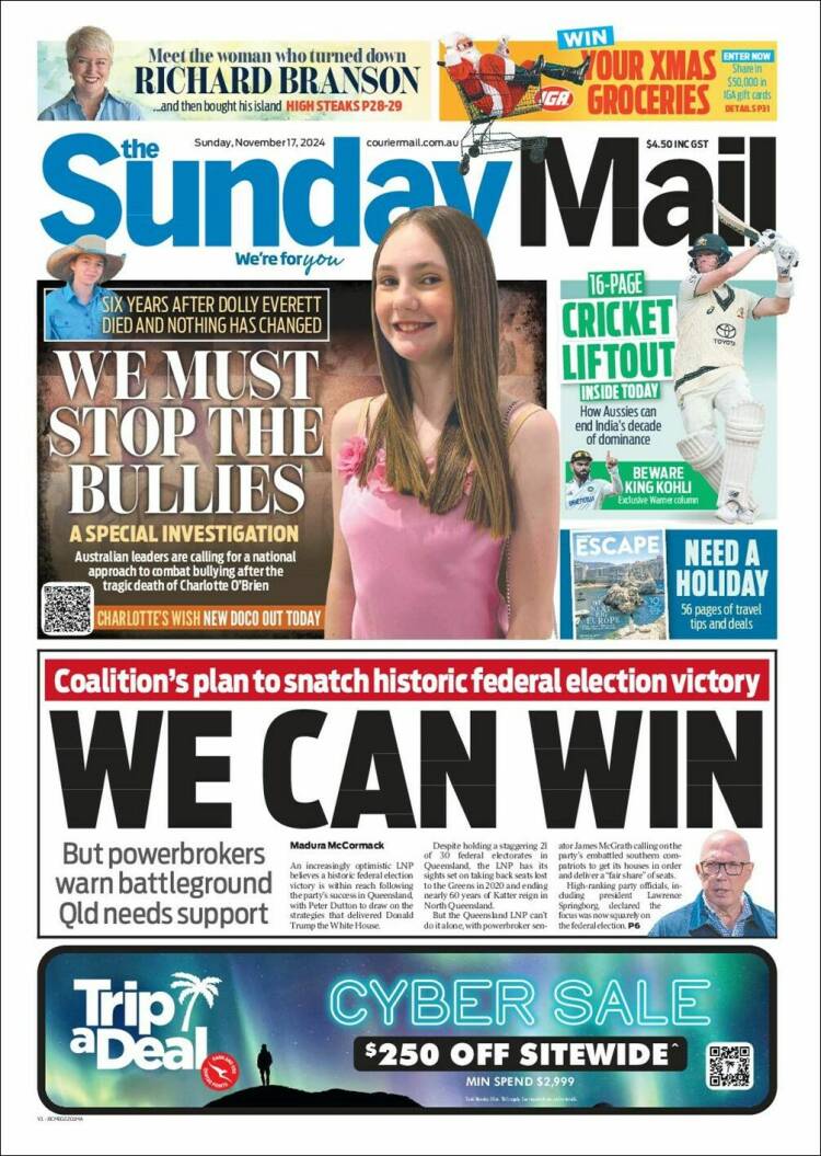 Portada de The Courier-Mail (Australia)