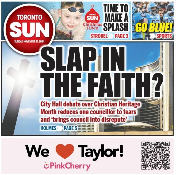 Portada de The Toronto Sun (Canadá)