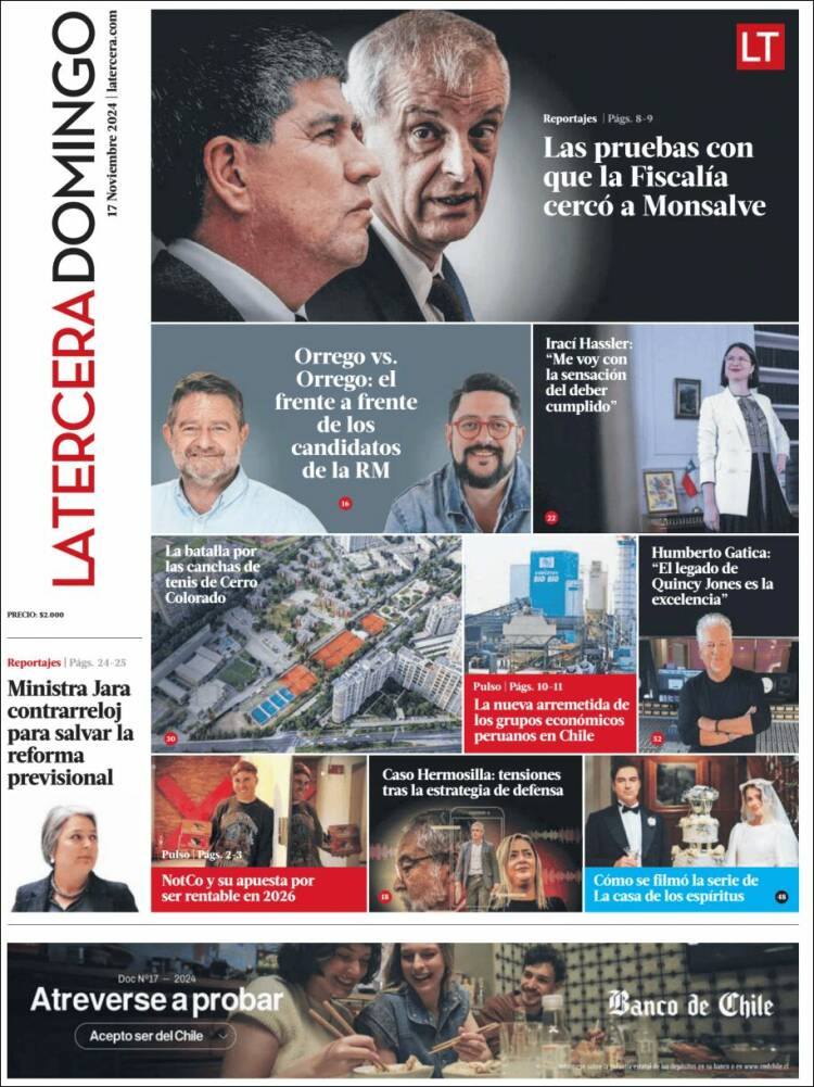 Portada de La Tercera (Chile)