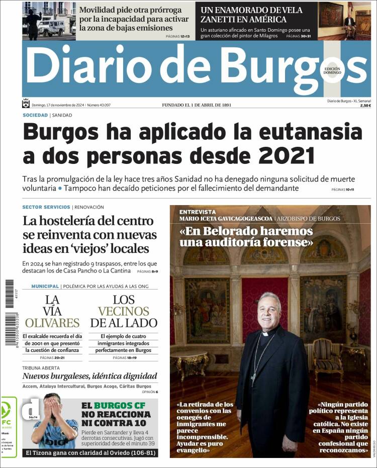 Portada de Diario de Burgos (España)