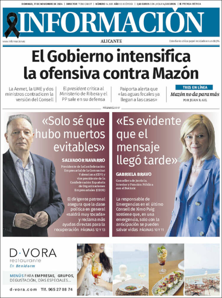 Portada de Diario Información (España)
