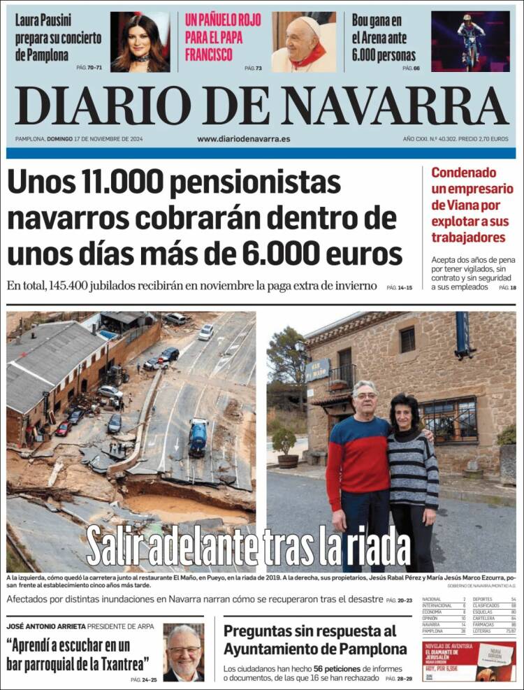 Portada de Diario de Navarra (España)