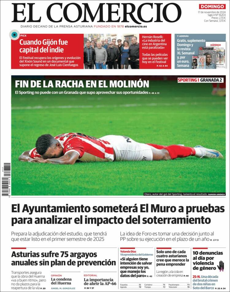 Portada de El Comercio - Gijón (España)