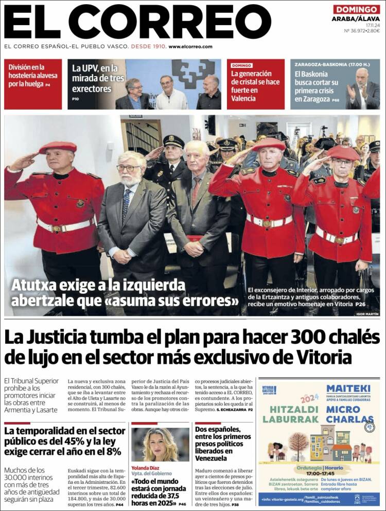 Portada de El Correo - Álava (España)