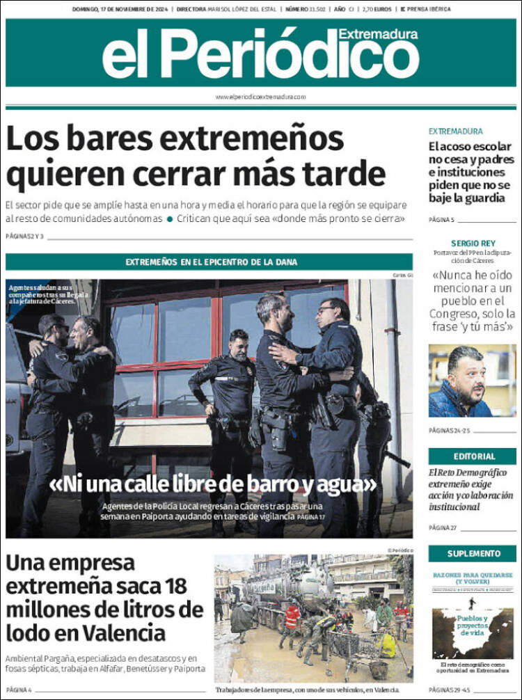 Portada de El Periódico de Extremadura (España)