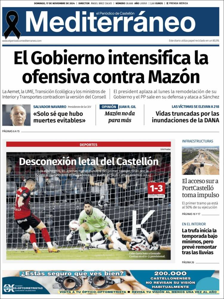 Portada de El Periódico Mediterraneo (España)
