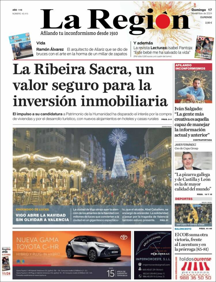 Portada de La Región de Ourense (España)