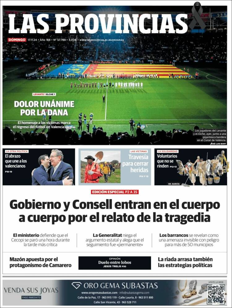 Portada de Las Provincias (España)