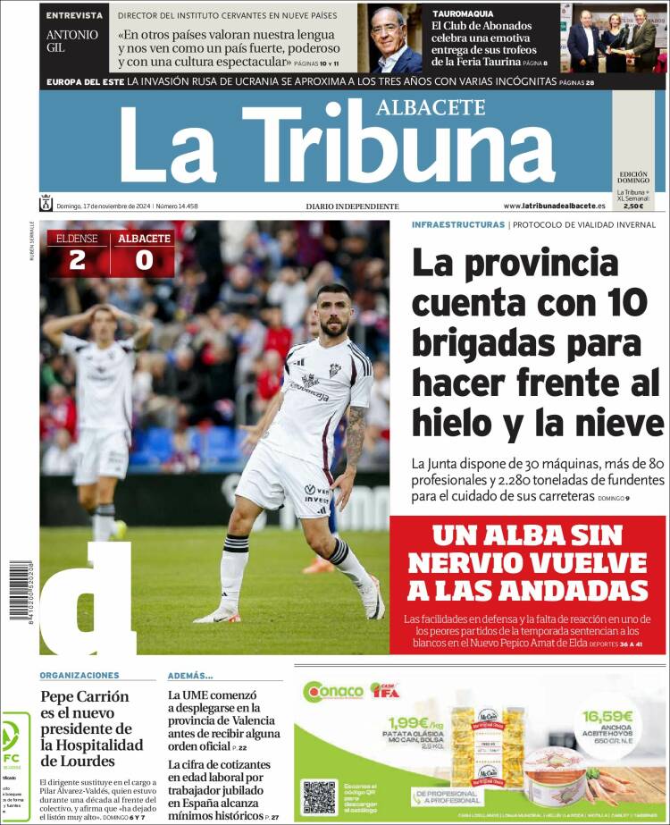 Portada de La Tribuna de Albacete (España)