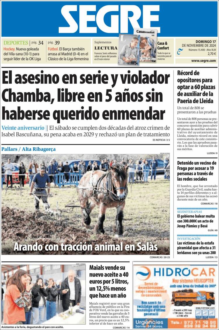 Portada de Segre  (España)