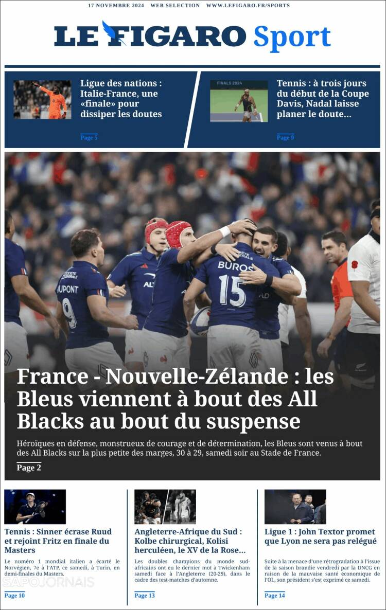 Portada de Le Figaro Sport (Francia)