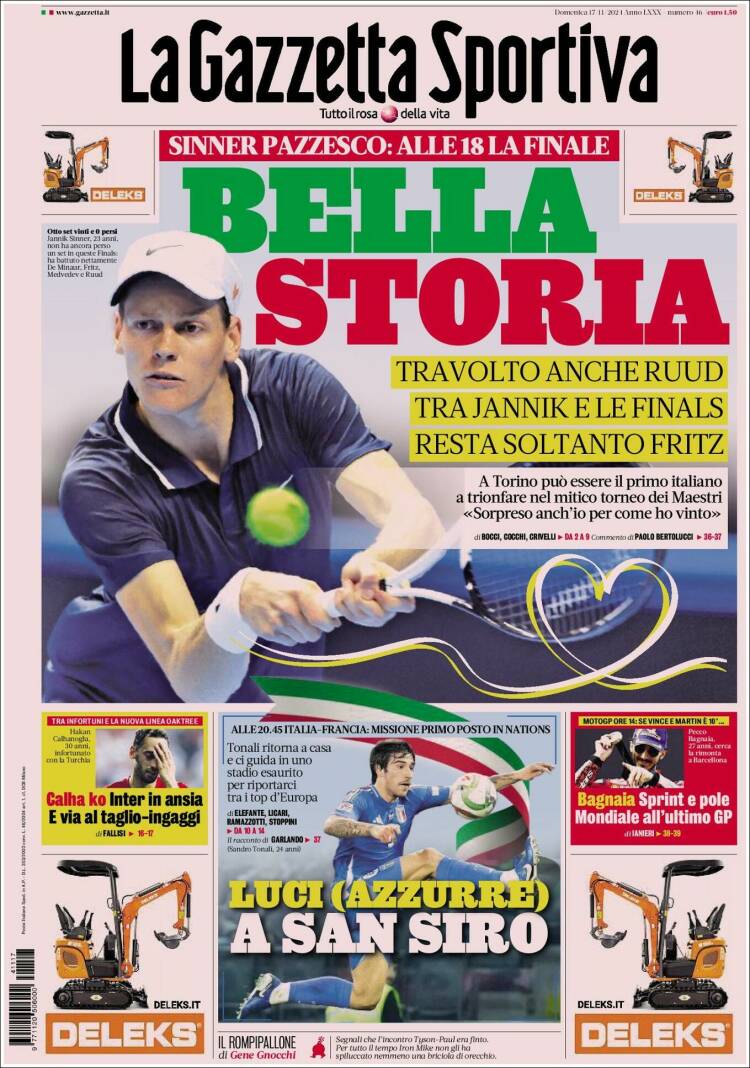 Portada de La Gazzetta dello Sport (Italia)