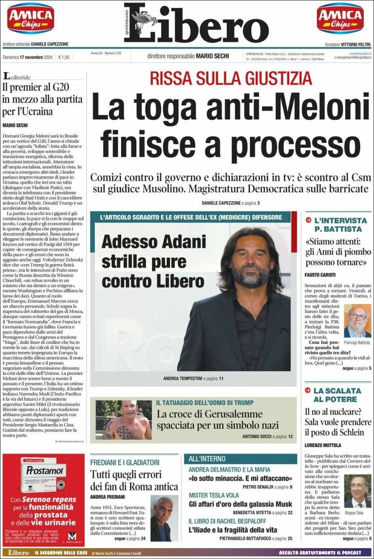 Portada de Libero (Italia)