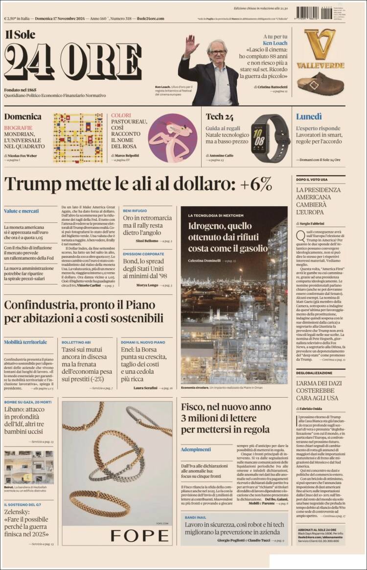Portada de Il Sole 24 ORE (Italia)