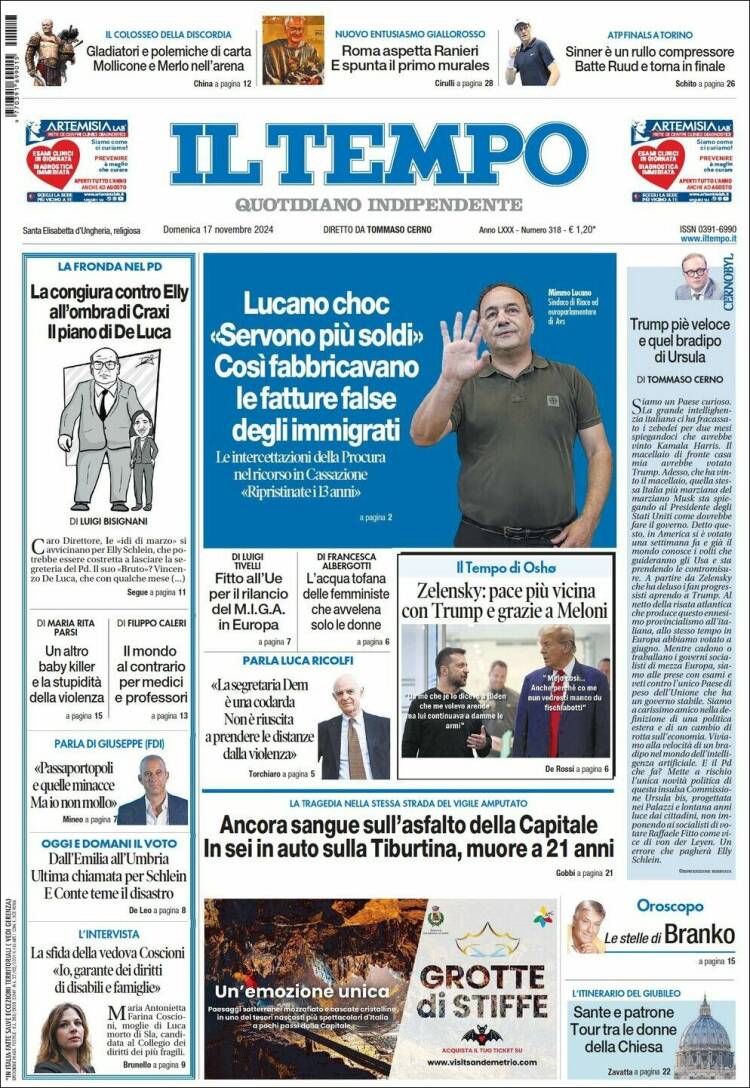 Portada de Il Tempo (Italia)