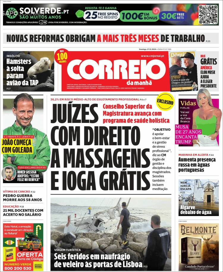 Portada de Jornal de Negócios (Portugal)