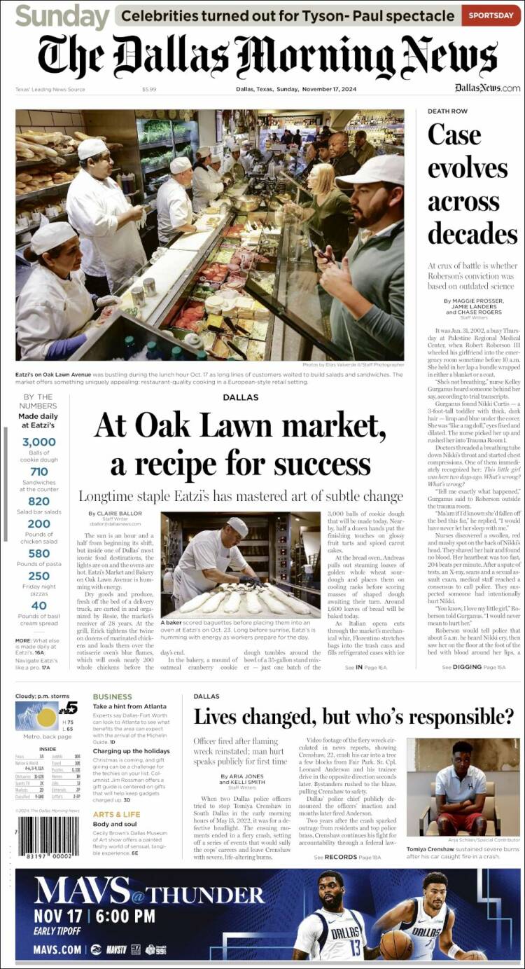 Portada de Dallas Morning News (USA)