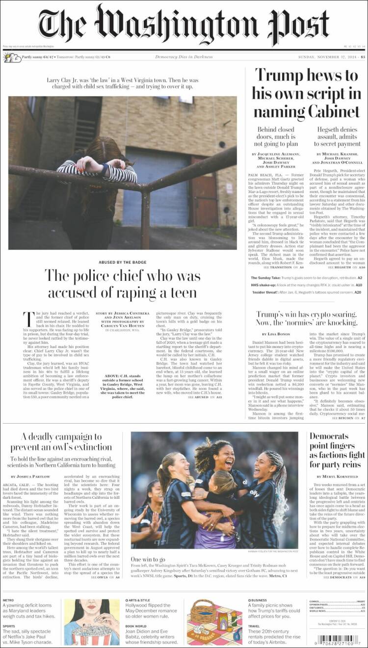 Portada de The Washington Post (USA)