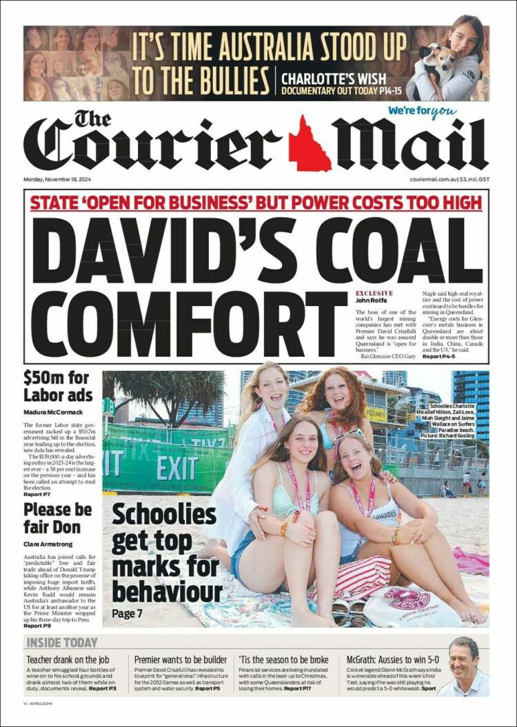 Portada de The Courier-Mail (Australia)