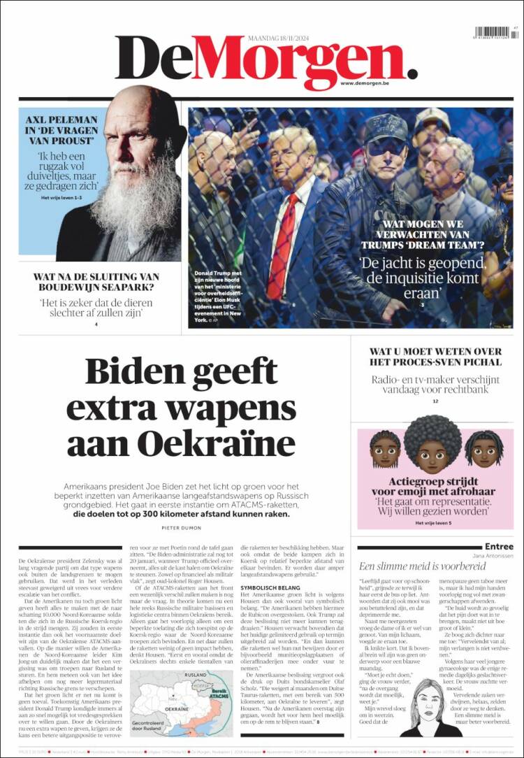 Portada de De Morgen (B&eacute;lgica)