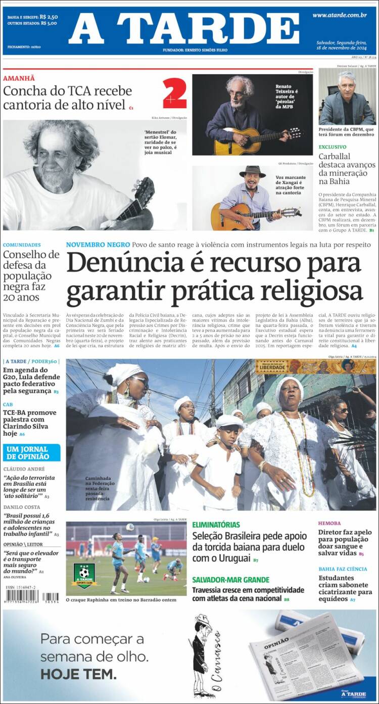 Portada de Diário A Tarde (Brasil)