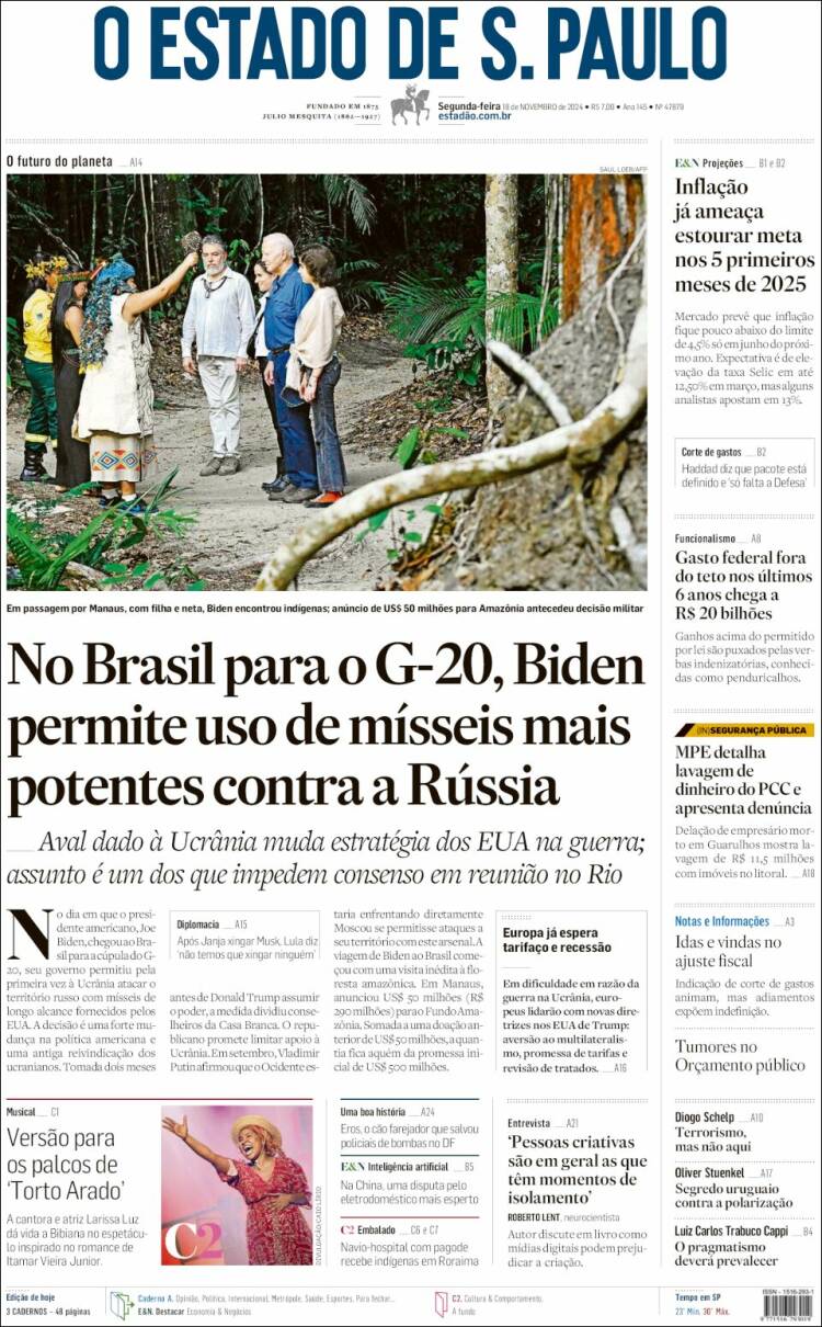 Portada de O Estado de São Paulo (Brasil)