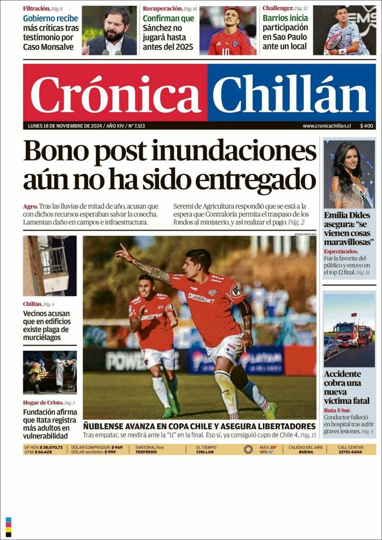 Portada de Crónica Chillán (Chile)