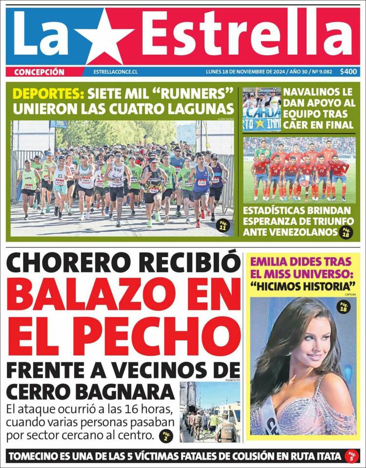 Portada de La Estrella de Concepción (Chile)