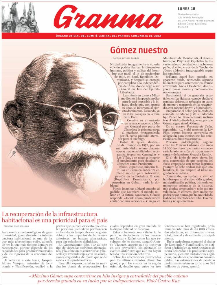 Portada de Granma (Cuba)