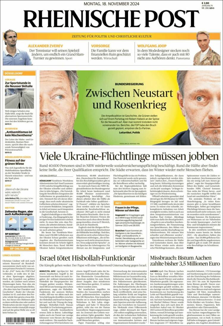 Portada de Rheinische Post (Alemania)