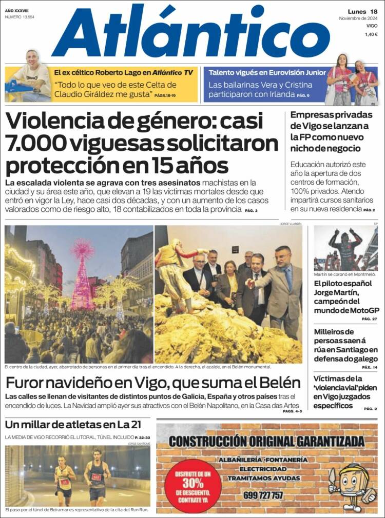 Portada de Atlántico Diario (Spain)