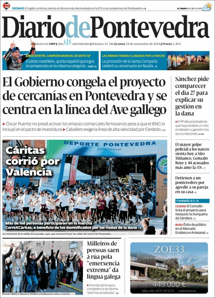 Portada de Diario de Pontevedra (Spain)