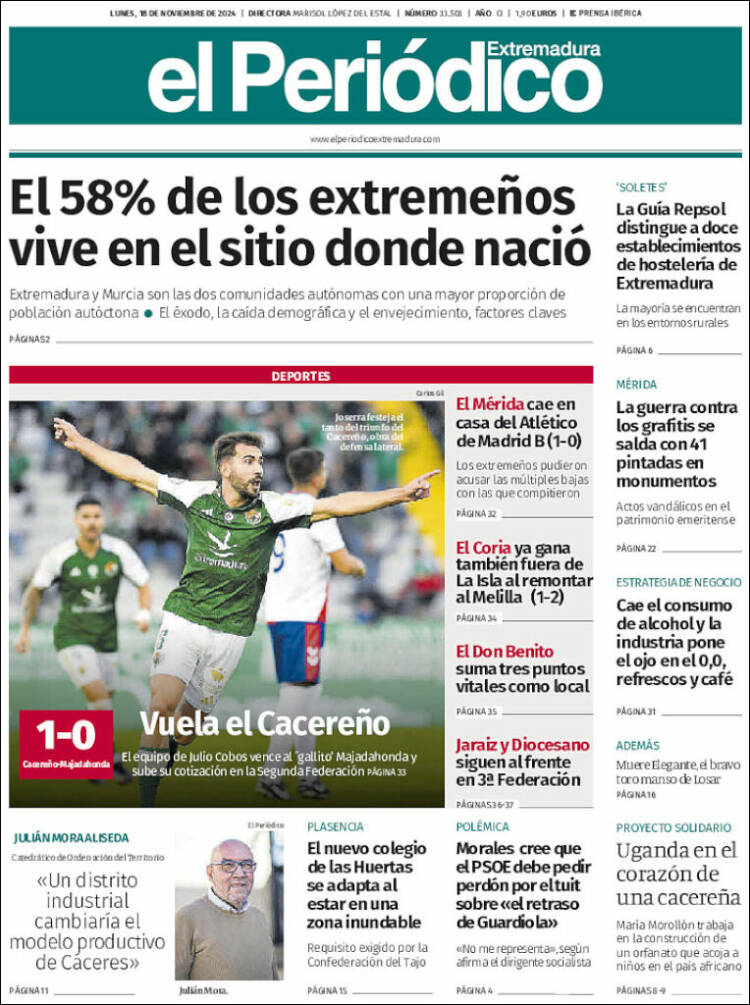 Portada de El Periódico de Extremadura (Spain)