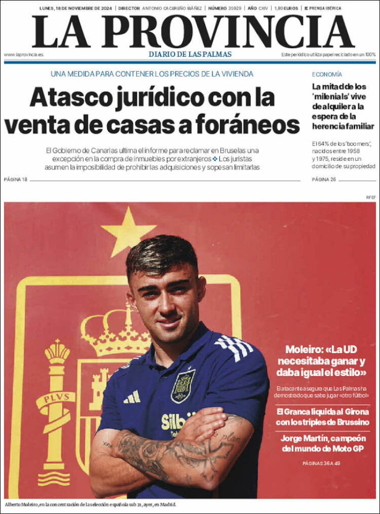 Portada de La Provincia (Spain)