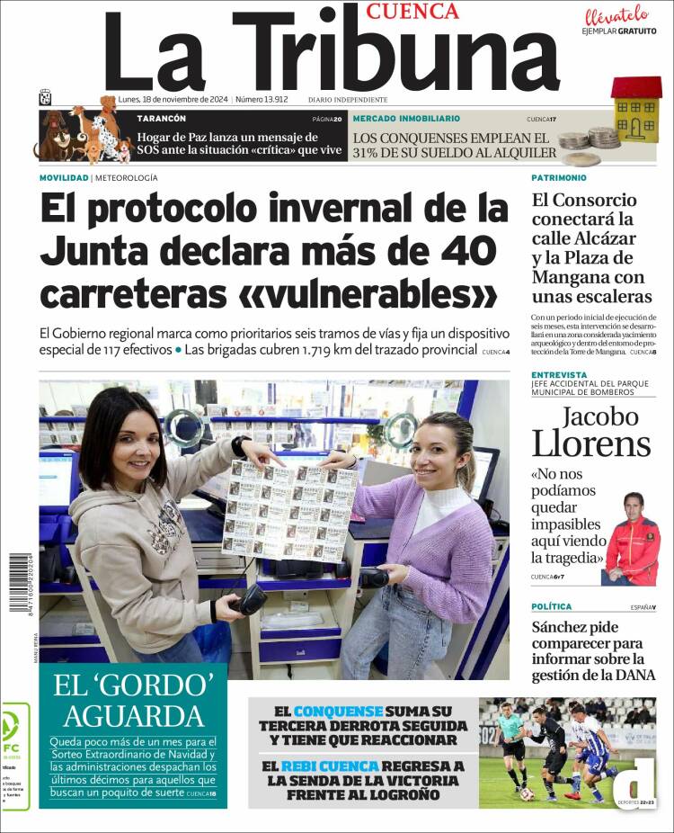 Portada de La Tribuna de Cuenca (Spain)