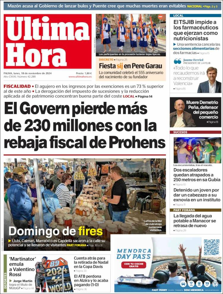 Portada de Última Hora (Spain)