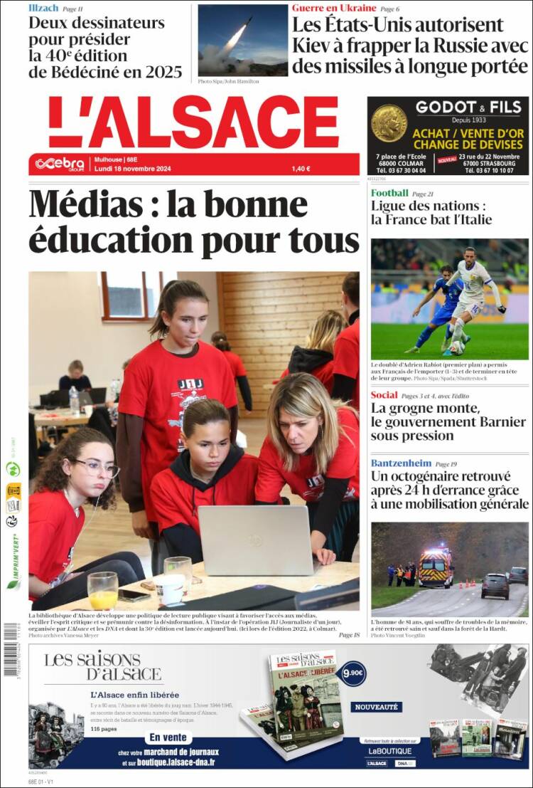 Portada de Journal L'Alsace (France)