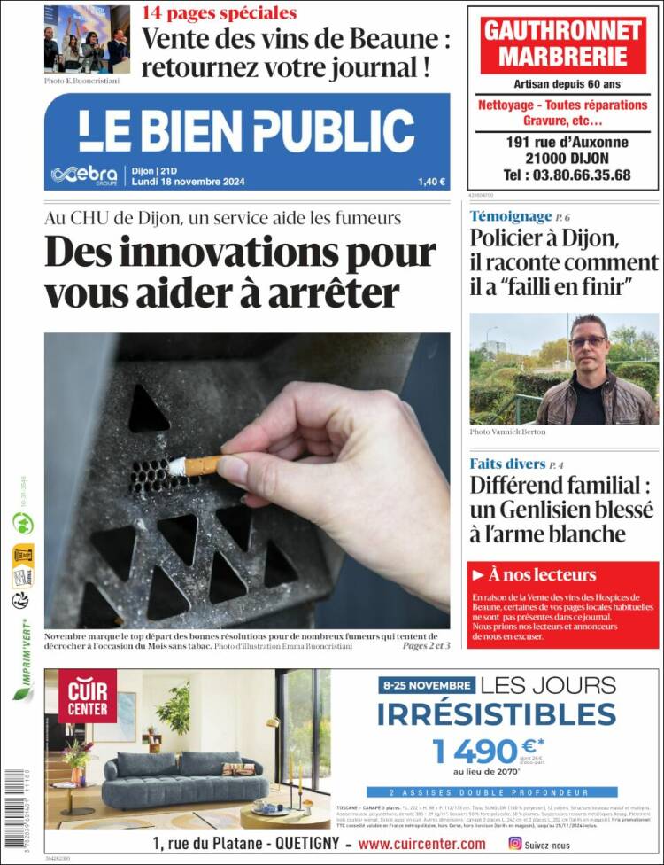 Portada de Le Bien Public (France)