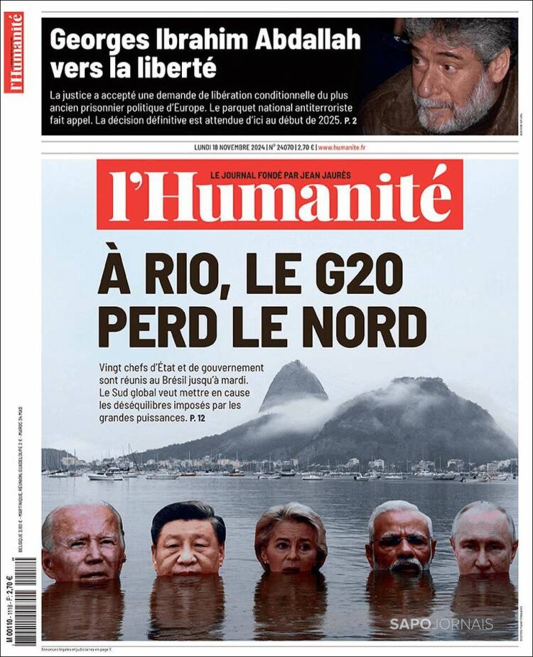 Portada de l'Humanite (Francia)