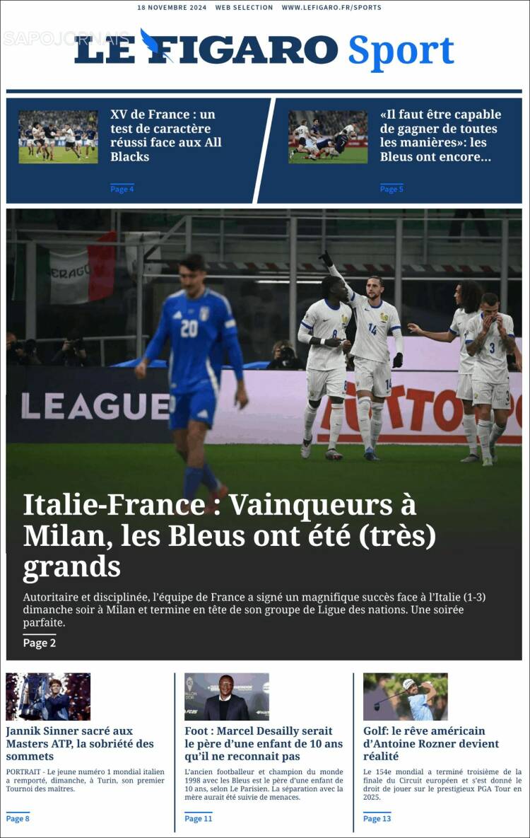 Portada de Le Figaro Sport (Francia)