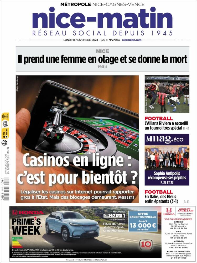 Portada de Nice-Matin (France)