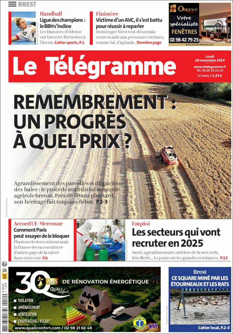 Portada de Télégramme (Francia)