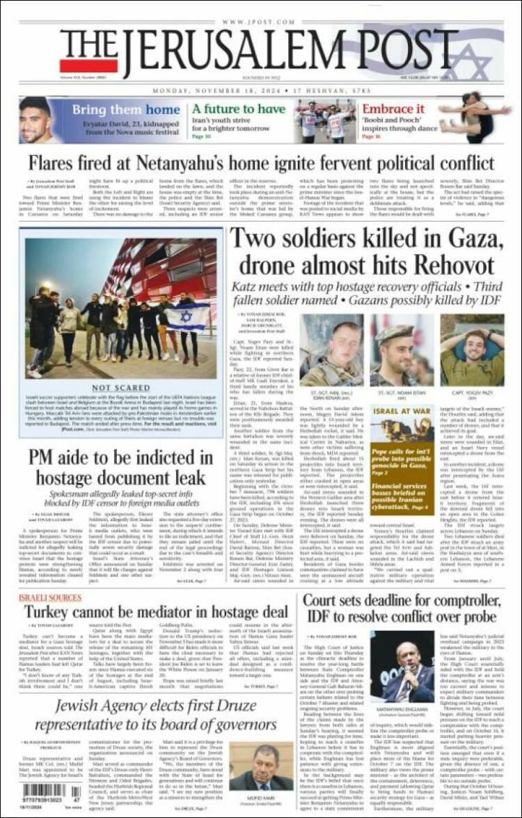 Portada de The Jerusalem Post (Israel)