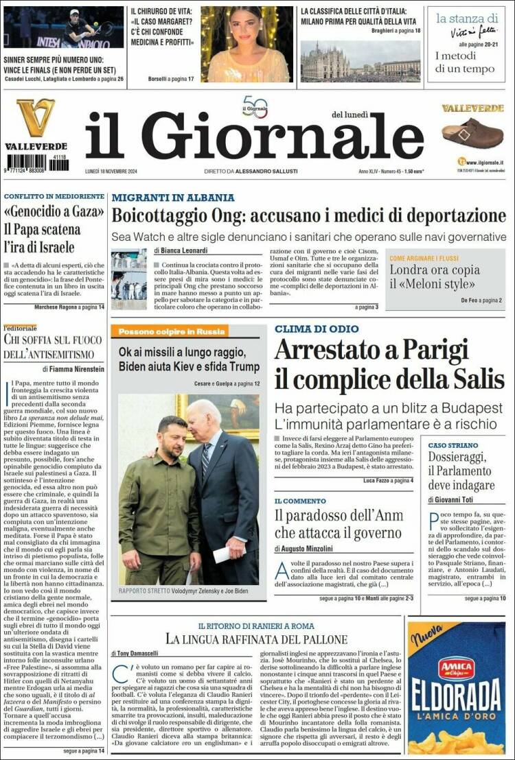Portada de il Giornale (Italia)