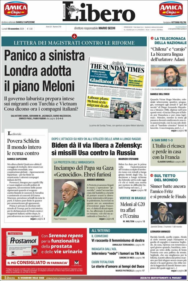 Portada de Libero (Italia)